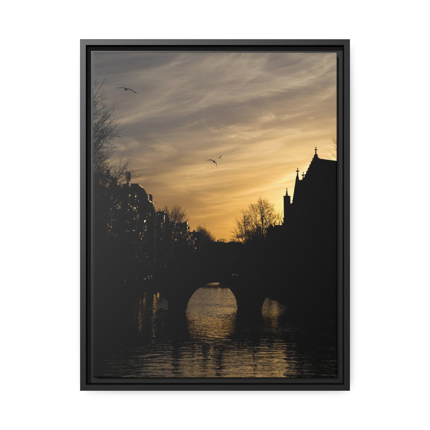 Sunset in Amsterdam - Framed Canvas